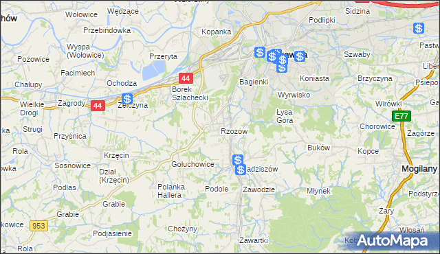 mapa Rzozów, Rzozów na mapie Targeo