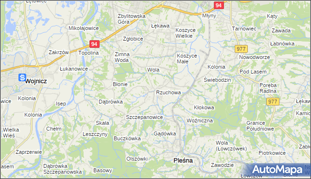 mapa Rzuchowa, Rzuchowa na mapie Targeo