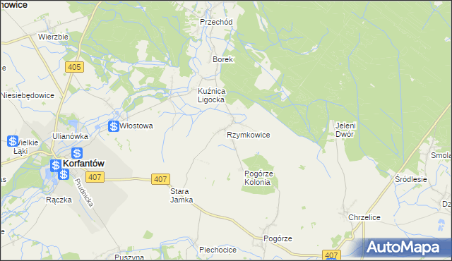 mapa Rzymkowice, Rzymkowice na mapie Targeo
