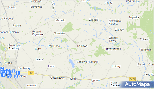 mapa Sadłowo gmina Rypin, Sadłowo gmina Rypin na mapie Targeo