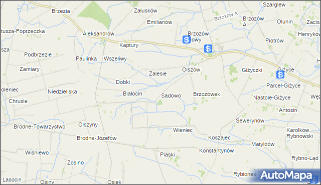 mapa Sadowo gmina Iłów, Sadowo gmina Iłów na mapie Targeo