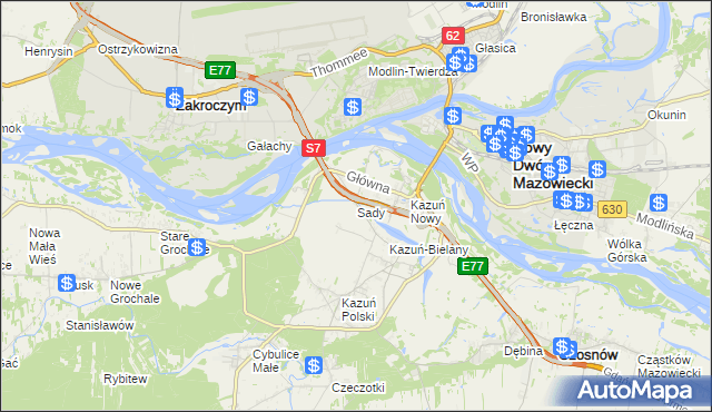 mapa Sady gmina Czosnów, Sady gmina Czosnów na mapie Targeo