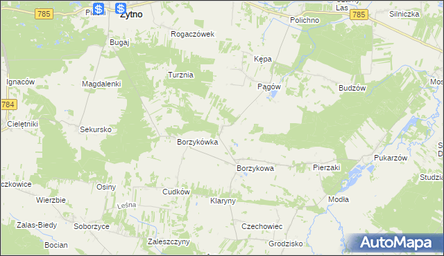 mapa Sady gmina Żytno, Sady gmina Żytno na mapie Targeo
