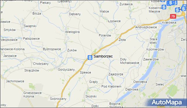 mapa Samborzec, Samborzec na mapie Targeo