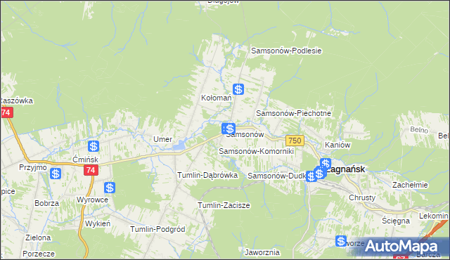 mapa Samsonów, Samsonów na mapie Targeo