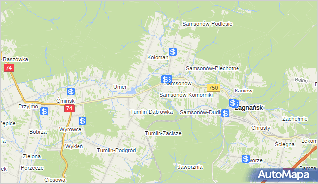 mapa Samsonów-Komorniki, Samsonów-Komorniki na mapie Targeo