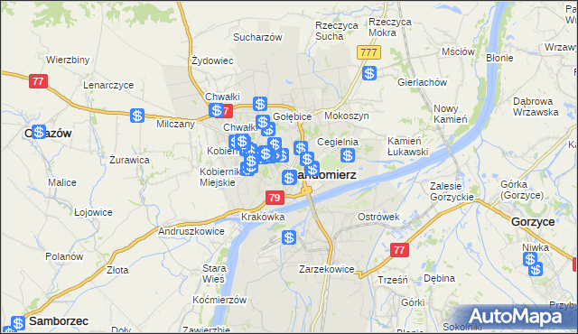 mapa Sandomierza, Sandomierz na mapie Targeo