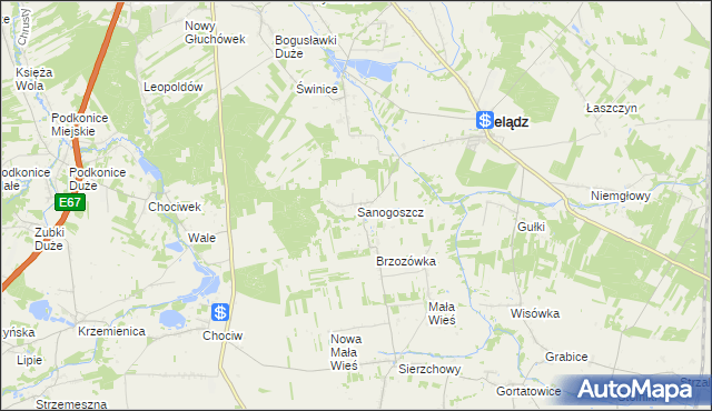 mapa Sanogoszcz, Sanogoszcz na mapie Targeo