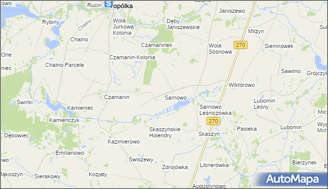 mapa Sarnowo gmina Lubraniec, Sarnowo gmina Lubraniec na mapie Targeo