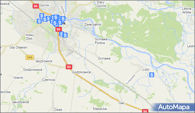 mapa Ścinawa gmina Oława, Ścinawa gmina Oława na mapie Targeo