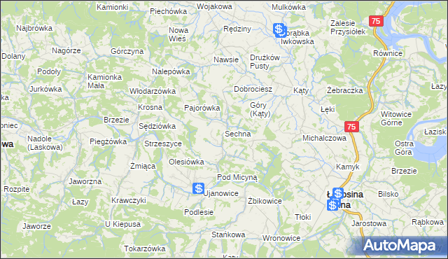 mapa Sechna, Sechna na mapie Targeo