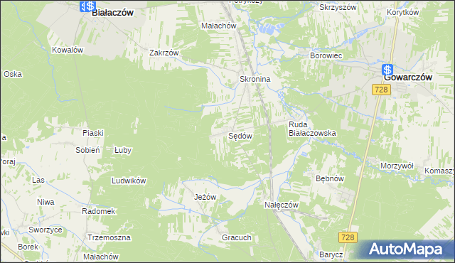 mapa Sędów gmina Białaczów, Sędów gmina Białaczów na mapie Targeo