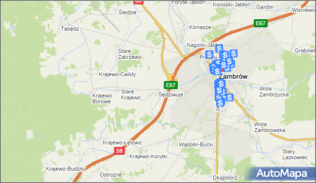 mapa Sędziwuje, Sędziwuje na mapie Targeo