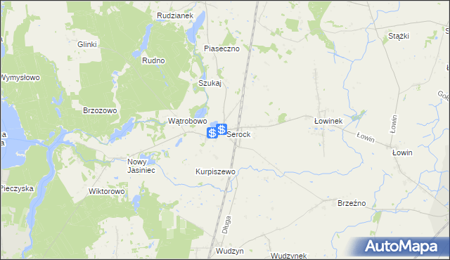 mapa Serock gmina Pruszcz, Serock gmina Pruszcz na mapie Targeo