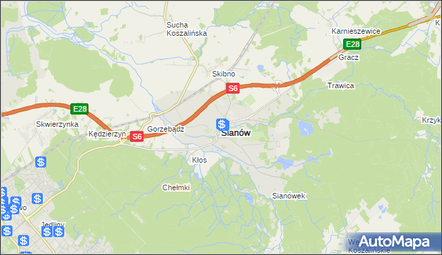 mapa Sianów, Sianów na mapie Targeo