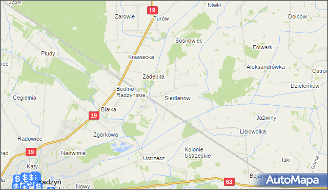 mapa Siedlanów, Siedlanów na mapie Targeo