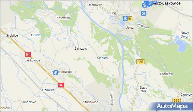 mapa Siedlce gmina Oława, Siedlce gmina Oława na mapie Targeo