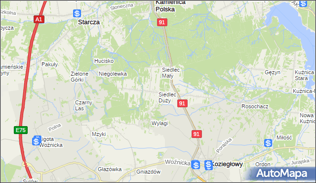 mapa Siedlec Duży, Siedlec Duży na mapie Targeo