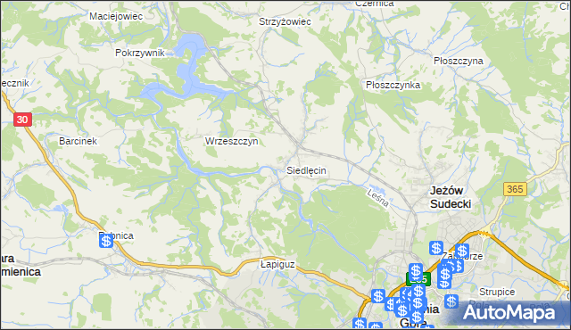 mapa Siedlęcin, Siedlęcin na mapie Targeo