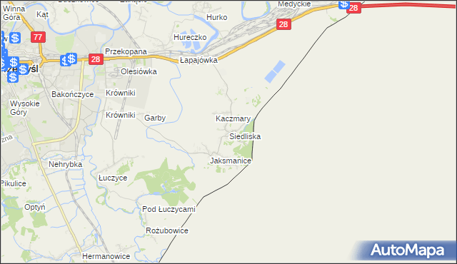 mapa Siedliska gmina Medyka, Siedliska gmina Medyka na mapie Targeo