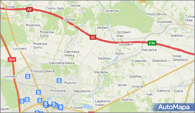 mapa Siedlisko gmina Zgierz, Siedlisko gmina Zgierz na mapie Targeo