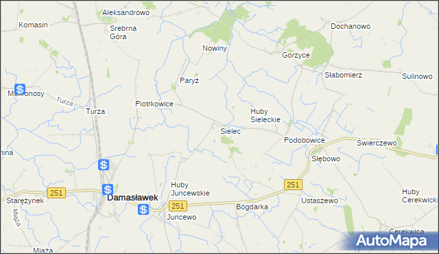 mapa Sielec gmina Żnin, Sielec gmina Żnin na mapie Targeo