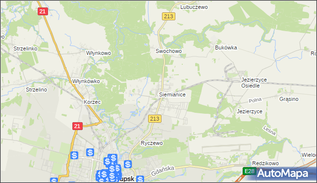 mapa Siemianice gmina Słupsk, Siemianice gmina Słupsk na mapie Targeo