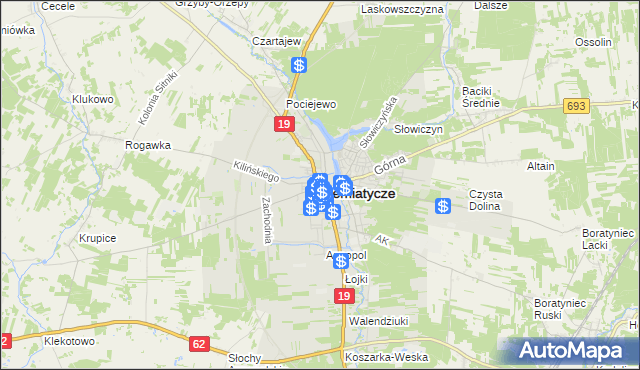 mapa Siemiatycze, Siemiatycze na mapie Targeo