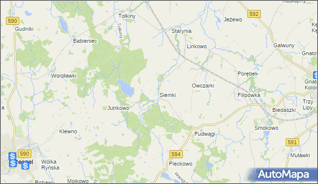 mapa Siemki, Siemki na mapie Targeo
