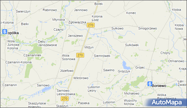 mapa Siemnówek, Siemnówek na mapie Targeo