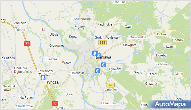 mapa Sieniawa powiat przeworski, Sieniawa powiat przeworski na mapie Targeo