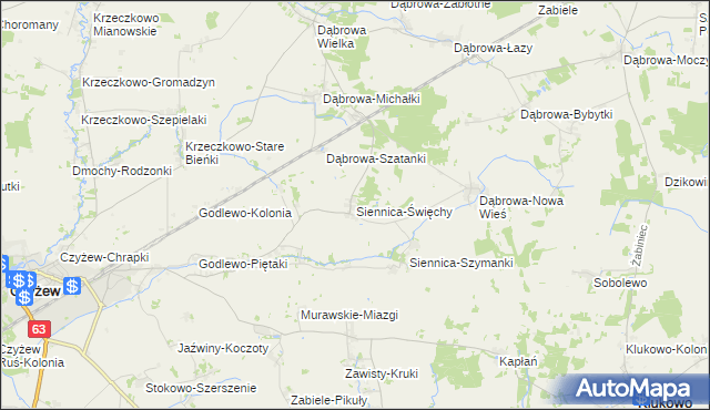 mapa Siennica-Święchy, Siennica-Święchy na mapie Targeo