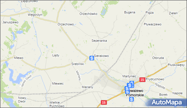 mapa Sierakowo gmina Kowalewo Pomorskie, Sierakowo gmina Kowalewo Pomorskie na mapie Targeo