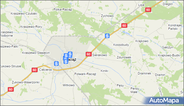 mapa Sierakowo gmina Raciąż, Sierakowo gmina Raciąż na mapie Targeo