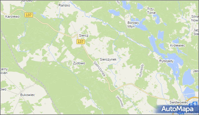 mapa Sierczynek, Sierczynek na mapie Targeo