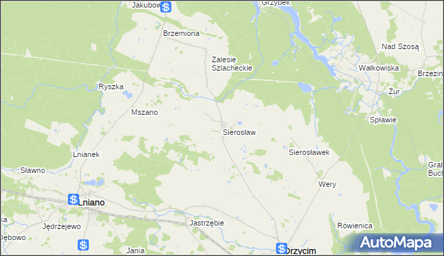 mapa Sierosław gmina Drzycim, Sierosław gmina Drzycim na mapie Targeo