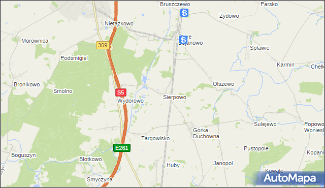 mapa Sierpowo gmina Śmigiel, Sierpowo gmina Śmigiel na mapie Targeo
