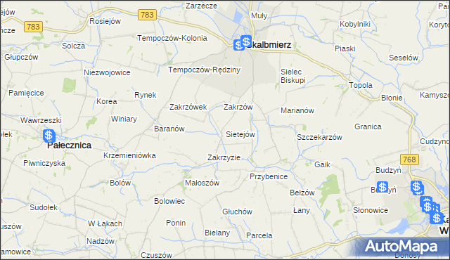 mapa Sietejów, Sietejów na mapie Targeo