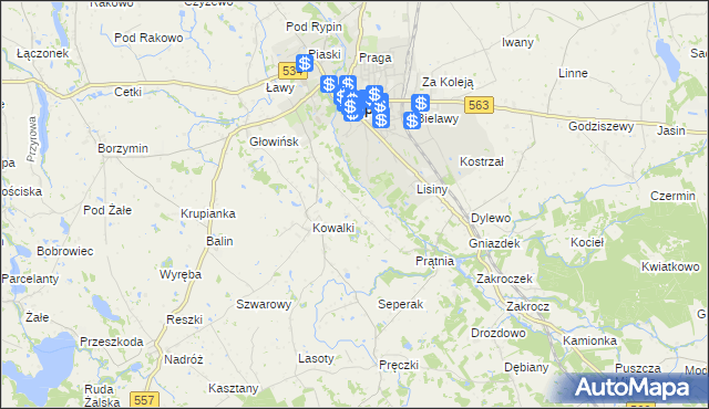 mapa Sikory gmina Rypin, Sikory gmina Rypin na mapie Targeo