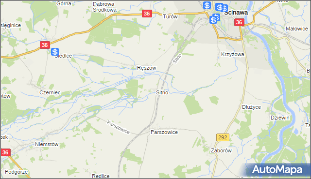 mapa Sitno gmina Ścinawa, Sitno gmina Ścinawa na mapie Targeo