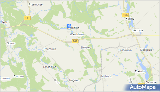 mapa Siwkowo, Siwkowo na mapie Targeo