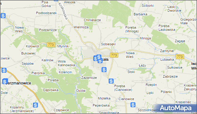 mapa Skała powiat krakowski, Skała powiat krakowski na mapie Targeo