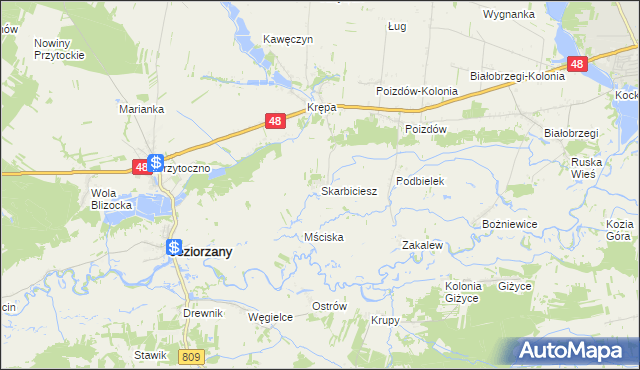 mapa Skarbiciesz, Skarbiciesz na mapie Targeo