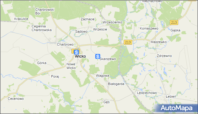 mapa Skarszewo gmina Wicko, Skarszewo gmina Wicko na mapie Targeo
