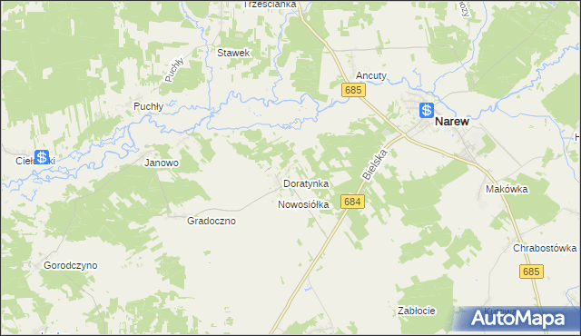 mapa Skaryszewo, Skaryszewo na mapie Targeo