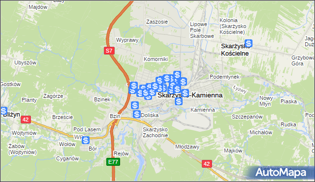 mapa Skarżysko-Kamienna, Skarżysko-Kamienna na mapie Targeo