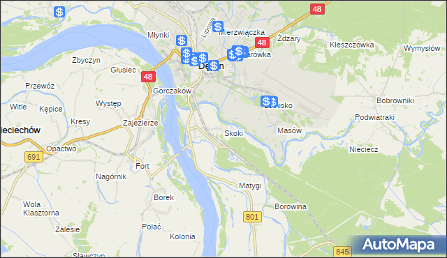 mapa Skoki gmina Puławy, Skoki gmina Puławy na mapie Targeo