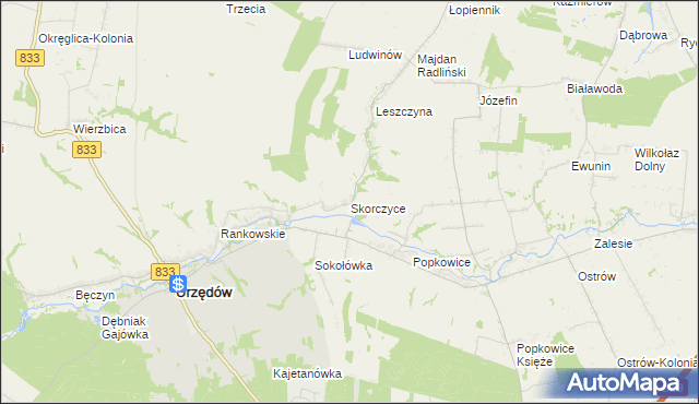 mapa Skorczyce, Skorczyce na mapie Targeo