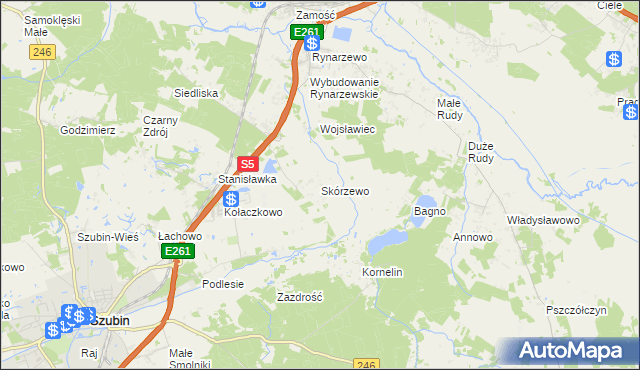 mapa Skórzewo gmina Szubin, Skórzewo gmina Szubin na mapie Targeo