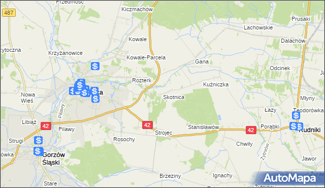 mapa Skotnica gmina Praszka, Skotnica gmina Praszka na mapie Targeo
